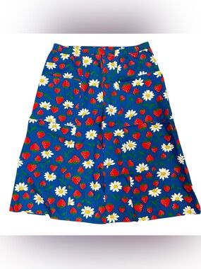 VINTAGE 70s MH Selections Strawberries & Floral Button Midi Skirt Women’s Sz 16